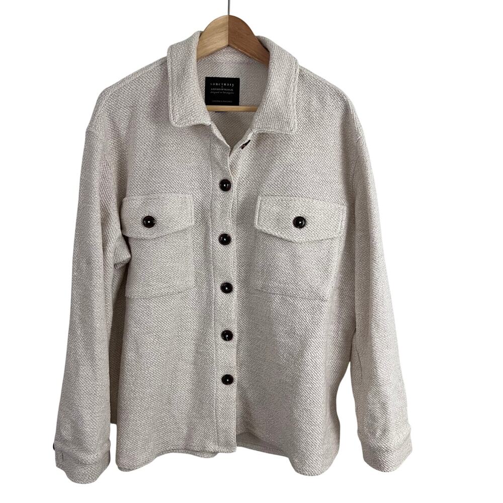 Sanctuary Anthropologie Cream Shirt Jacket Shacket Women Size Large